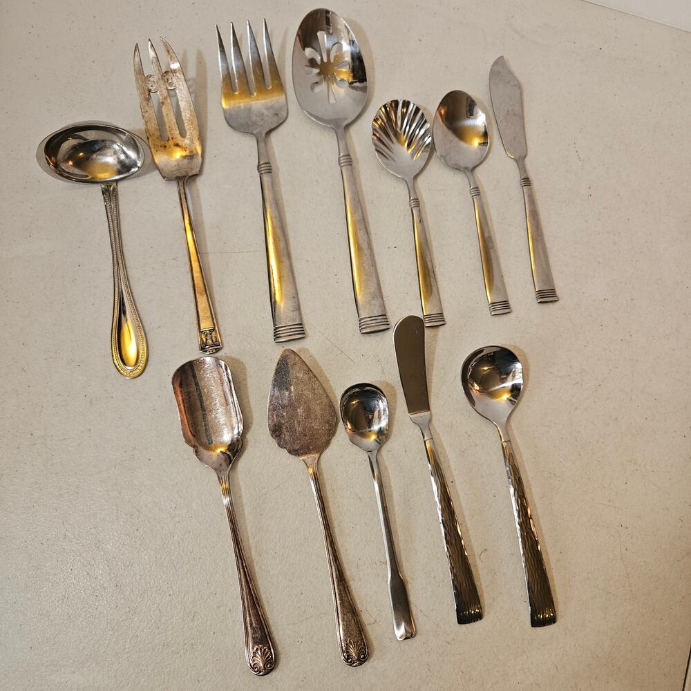 Vintage estate silverware Serving Utensil bundle - mixed lot DD-100